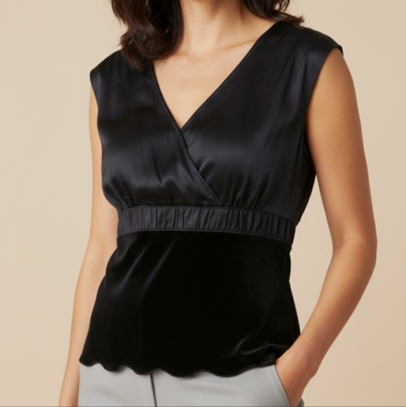 Talbots | Women Blouse 14 Silk Blend Black Velvet Whimsigoth Old Money Vintage - Picture 1 of 6